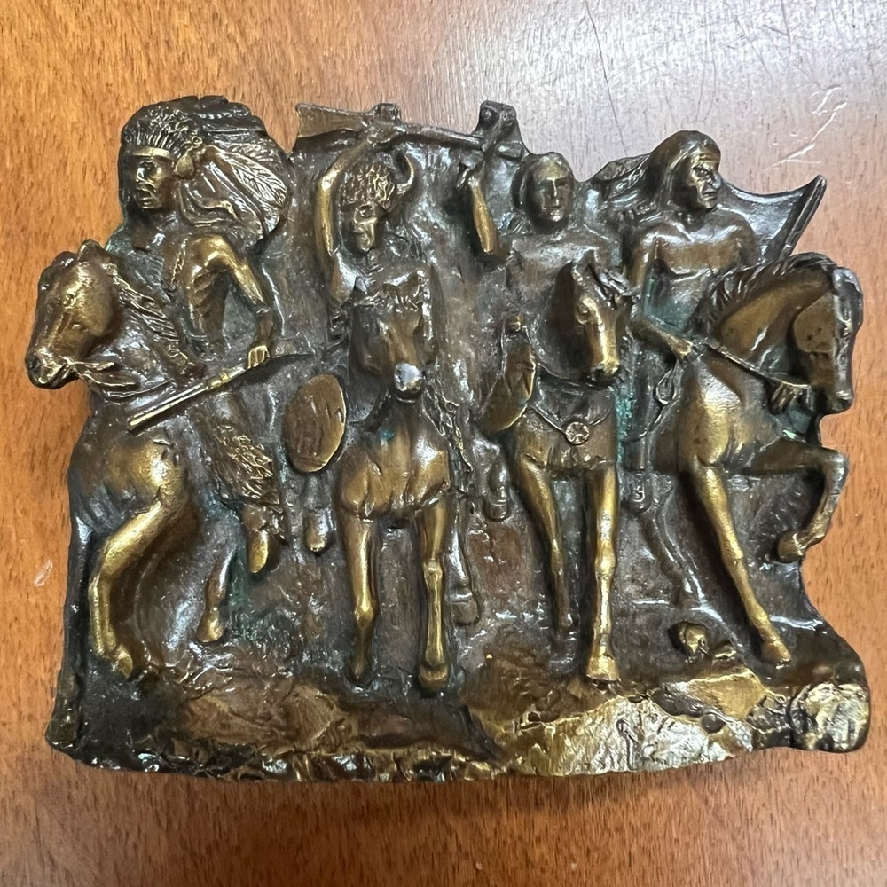Vintage Bergamot Brass Works Belt Buckle 3D Native American USA Made in 1979